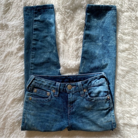True Religion Girls acid wash jeans w pink stitching size 8 - Picture 2 of 15